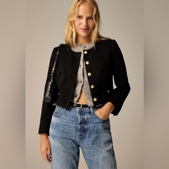 NWT J. Crew Women's Black Cropped Blazer in Size 10 - Picture 1 of 4